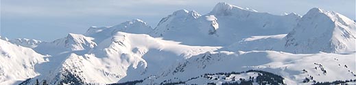 Panoramic view of Whistler and Blackcomb in the winter